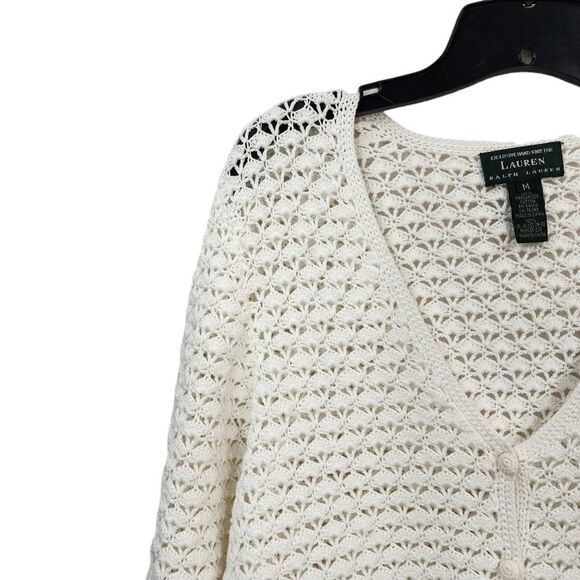 Lauren Ralph Lauren Hand Knit Women's Button Down Cardigan - M - Picture 2 of 5